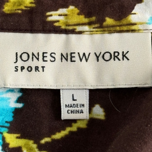 Jones New York Sport - Brown and Blue Floral Long Sleeve Button Down Shirt - Picture 10 of 11
